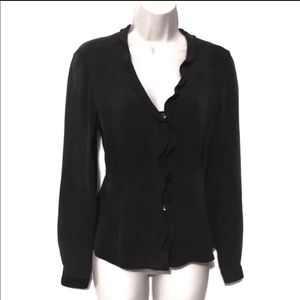 Jones New York silk ruffle button down blouse 4